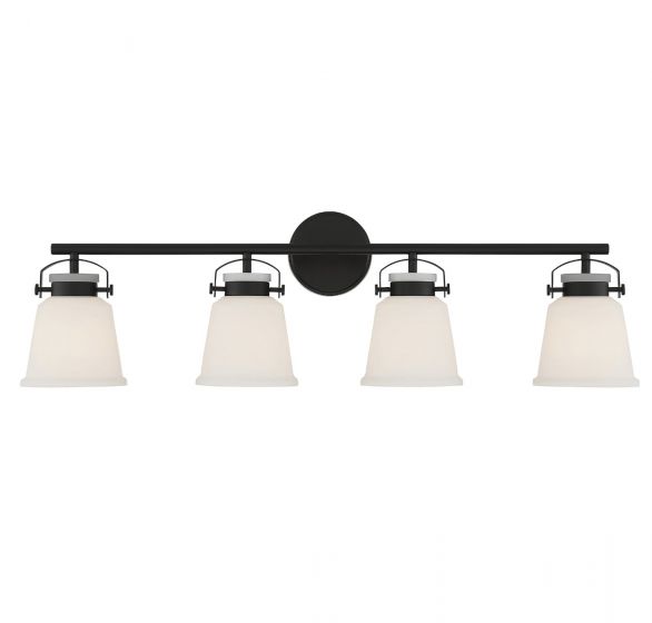 Savoy House Essentials Kaden Bath Vanity Lights Savoy House 34x10.5 Black White Opal Glass