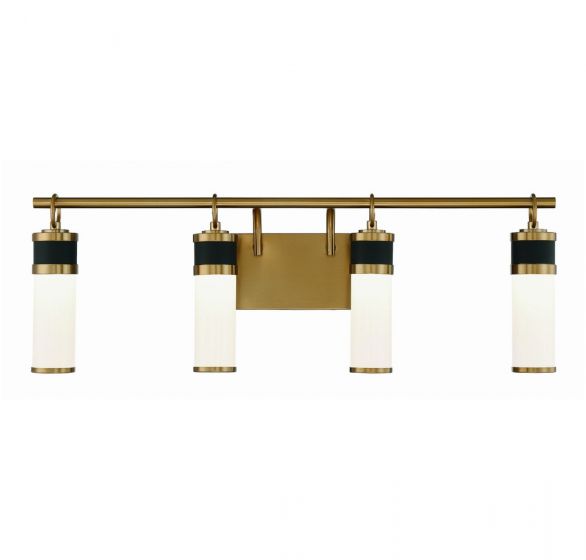 Savoy House Abel Bath Bath Vanity Light Savoy House 30x10 Black White Opal Glass