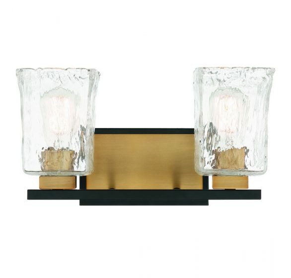 Savoy House Sidney Bath Bath Vanity Light Savoy House 14.75x8 Black Clear Water Piastra Glass