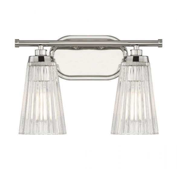 Savoy House Essentials Chantilly Bath Bath Vanity Light Savoy House 14x10 Chrome/Polished Nickel Clear Ribbed Glass