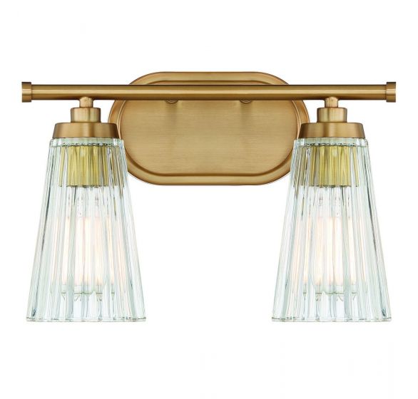 Savoy House Essentials Chantilly Bath Bath Vanity Light Savoy House 14x10 Brass Clear Ribbed Glass