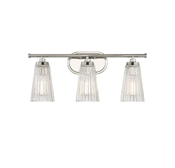 Savoy House Essentials Chantilly Bath Vanity Lights Savoy House 22x10 Chrome/Polished Nickel Clear Ribbed Glass