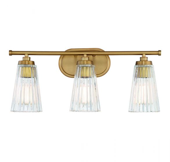 Savoy House Essentials Chantilly Bath Vanity Lights Savoy House 22x10 Brass Clear Ribbed Glass