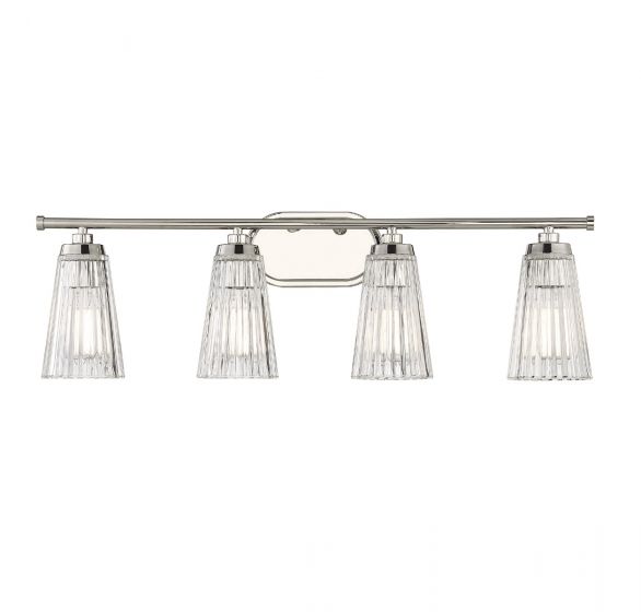 Savoy House Essentials Chantilly Bath Vanity Lights Savoy House 30.5x10 Chrome/Polished Nickel Clear Ribbed Glass