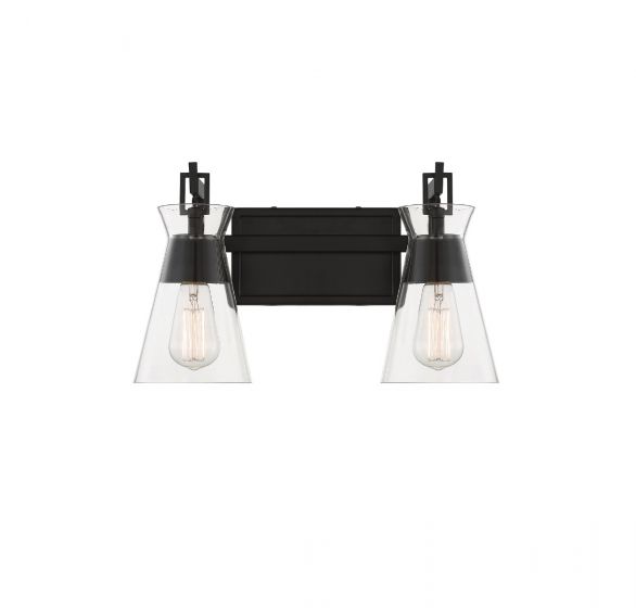 Savoy House Essentials Lakewood Bath Vanity Lights Savoy House 16x9.5 Black Clear Glass