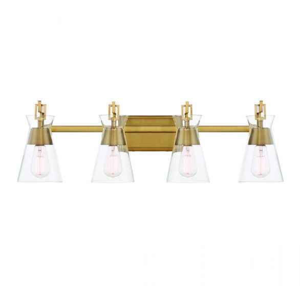 Savoy House Essentials Lakewood Bath Vanity Lights Savoy House 32x9.5 Brass Clear Glass