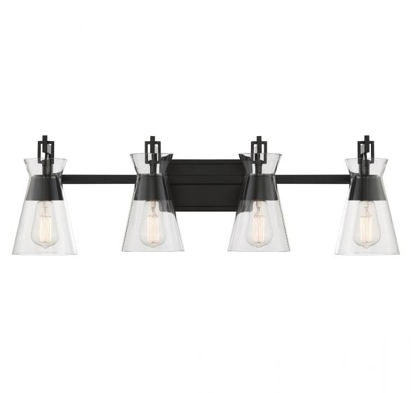 Savoy House Essentials Lakewood Bath Vanity Lights Savoy House 32x9.5 Black Clear Glass