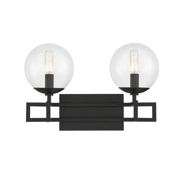 Savoy House Essentials Crosby Bath Vanity Lights Savoy House 16x10.5 Black Clear Glass