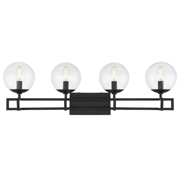 Savoy House Essentials Crosby Bath Vanity Lights Savoy House 33x10.5 Black Clear Glass