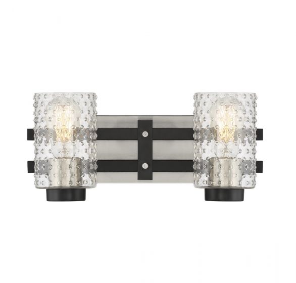 Savoy House Colt Bath Vanity Lights Savoy House 15.5x7 Black Clear Hobnail Glass