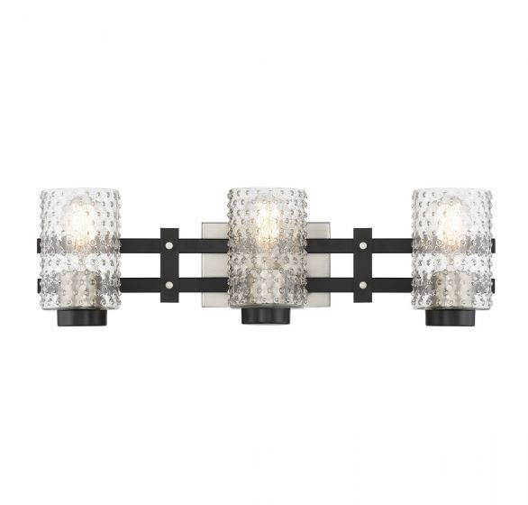 Savoy House Colt Bath Vanity Lights Savoy House 24x7 Black Clear Hobnail Glass