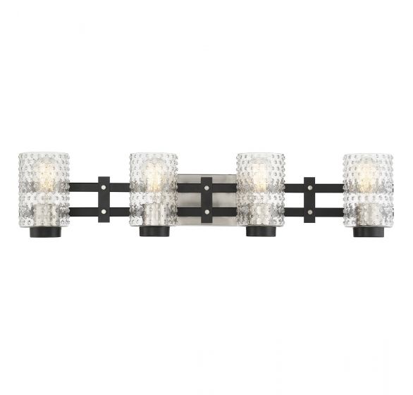 Savoy House Colt Bath Vanity Lights Savoy House 32x7 Black Clear Hobnail Glass