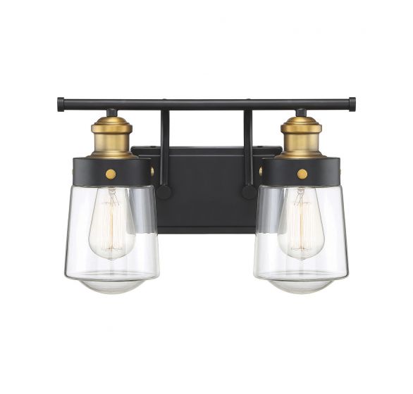 Savoy House Macauley Bath Vanity Lights Savoy House 14.5x9.75 Black Clear Glass