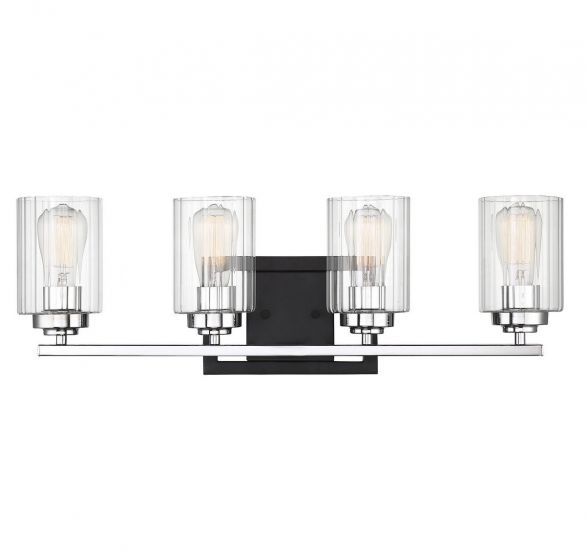 Savoy House Redmond Bath Vanity Lights Savoy House 27.5x9.25 Black Clear Ribbed Glass