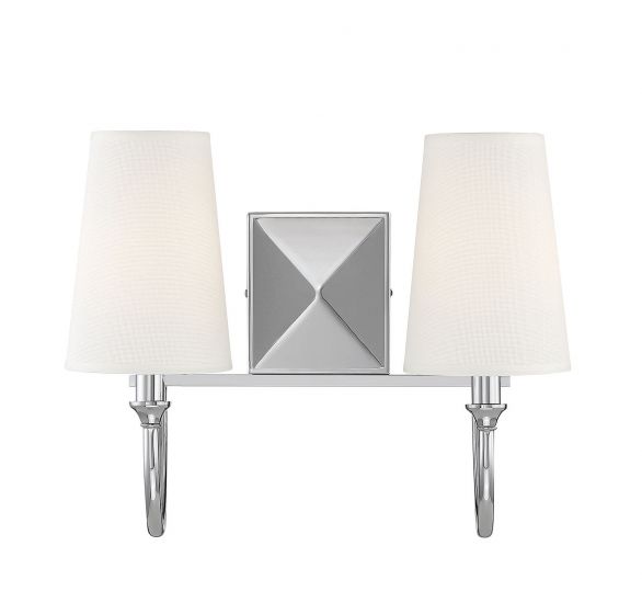 Savoy House Essentials Cameron Bath Vanity Lights Savoy House 15x12 Chrome/Polished Nickel White Fabric