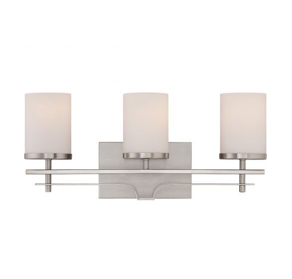 Savoy House Essentials Colton Bath Vanity Lights Savoy House 20.5x9 Satin Nickel White Opal Glass