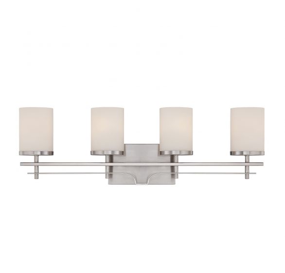 Savoy House Essentials Colton Bath Vanity Lights Savoy House 28.5x9 Satin Nickel White Opal Glass