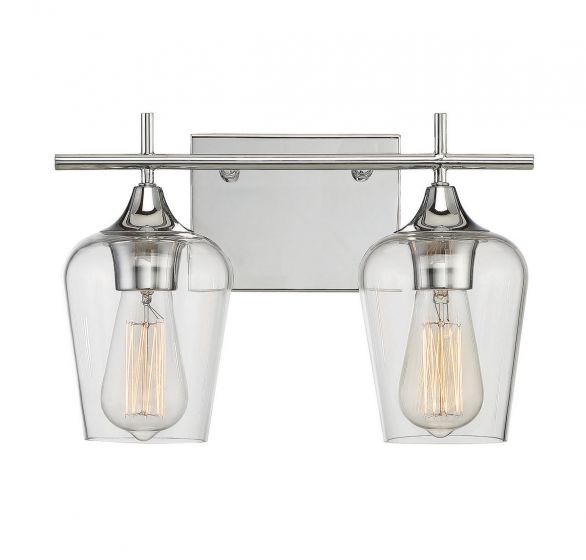 Savoy House Essentials Octave Bath Vanity Lights Savoy House 13.75x9 Chrome/Polished Nickel Clear Glass