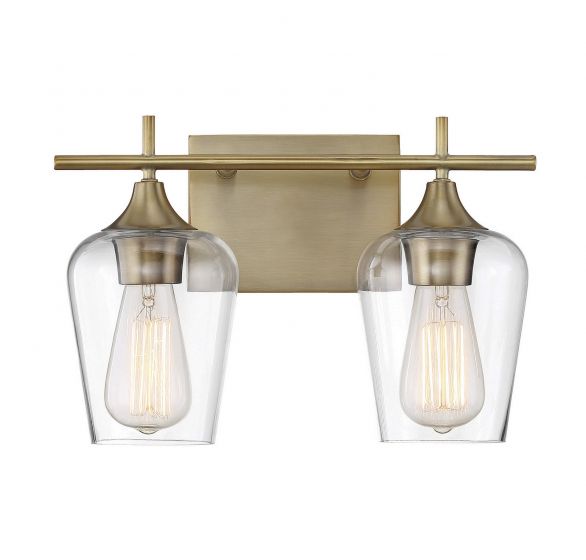 Savoy House Essentials Octave Bath Bath Vanity Light Savoy House 13.75x9.5 Brass Clear Glass