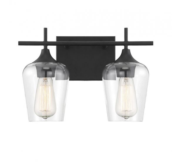 Savoy House Essentials Octave Bath Bath Vanity Light Savoy House 13.75x9.5 Black Clear Glass