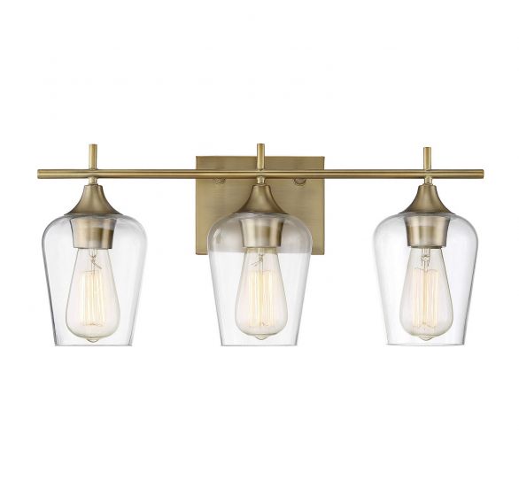 Savoy House Essentials Octave Bath Vanity Lights Savoy House 21x9 Brass Clear Glass