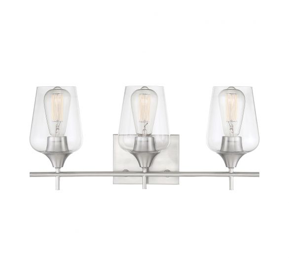 Savoy House Essentials Octave Bath Vanity Lights Savoy House 21x9 Satin Nickel Clear Glass