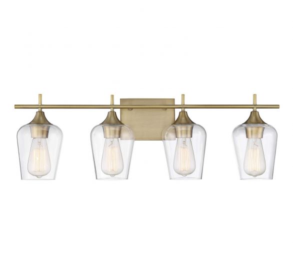 Savoy House Essentials Octave Bath Vanity Lights Savoy House 28.75x9.5 Brass Clear Glass