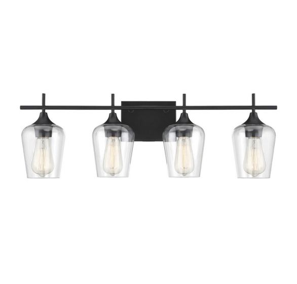 Savoy House Essentials Octave Bath Bath Vanity Light Savoy House 28.75x9.5 Black Clear Glass