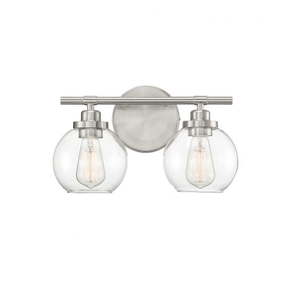 Savoy House Essentials Carson Bath Vanity Lights Savoy House 14x8.5 Satin Nickel Clear Glass