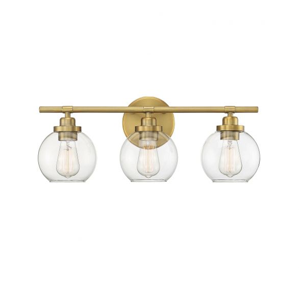 Savoy House Essentials Carson Bath Vanity Lights Savoy House 22.5x8.5 Brass Clear Glass