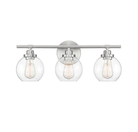 Savoy House Essentials Carson Bath Vanity Lights Savoy House 22.5x8.5 Satin Nickel Clear Glass