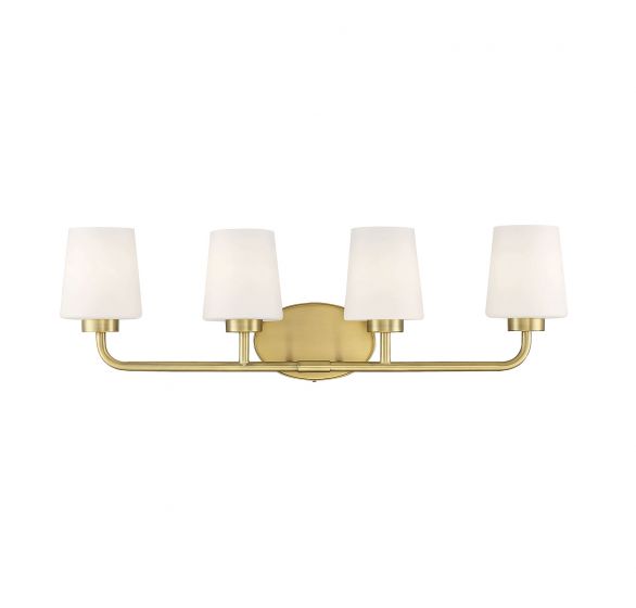 Savoy House Essentials Capra Bath Vanity Lights Savoy House 31x9 Brass White Opal Glass