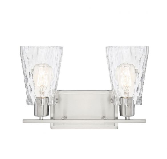 Savoy House Vaughan Bath Vanity Lights Savoy House 14.25x9.25 Satin Nickel Clear Water Glass