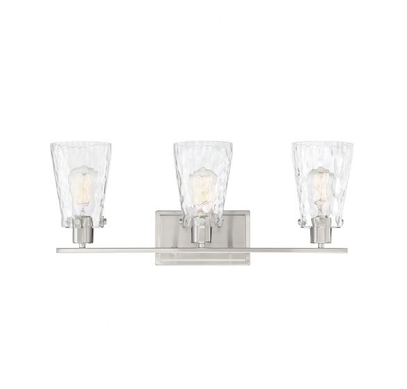 Savoy House Vaughan Bath Vanity Lights Savoy House 23.75x9.25 Satin Nickel Clear Water Glass