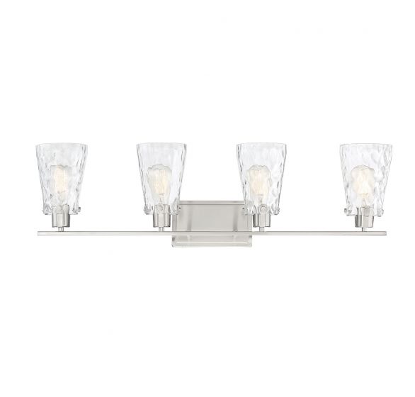 Savoy House Vaughan Bath Vanity Lights Savoy House 32.5x9.25 Satin Nickel Clear Water Glass