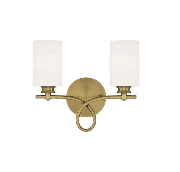 Savoy House Woodbury Bath Vanity Lights Savoy House 14x12 Brass White Glass