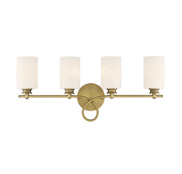 Savoy House Woodbury Bath Vanity Lights Savoy House 28x12 Brass White Glass