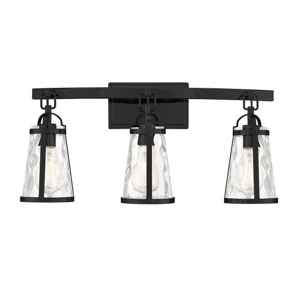 Savoy House Albany Bath Vanity Lights Savoy House 24x11.38 Black Clear Water Glass