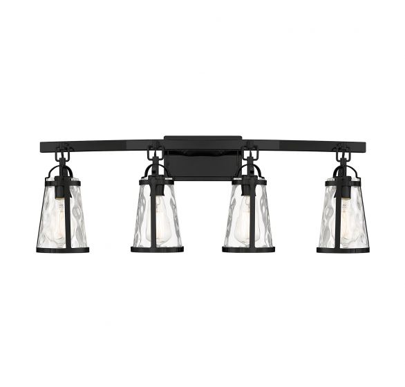 Savoy House Albany Bath Bath Vanity Light Savoy House 32x11.38 Black Clear Water Glass