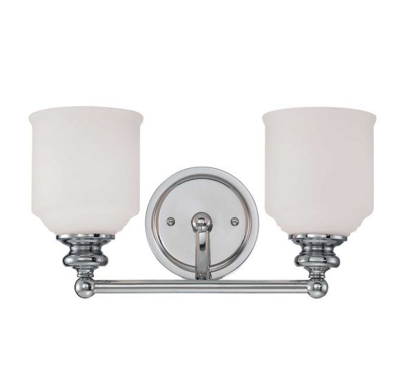 Savoy House Essentials Melrose Bath Vanity Lights Savoy House 14.5x7.75 Chrome/Polished Nickel White Opal Etched Glass