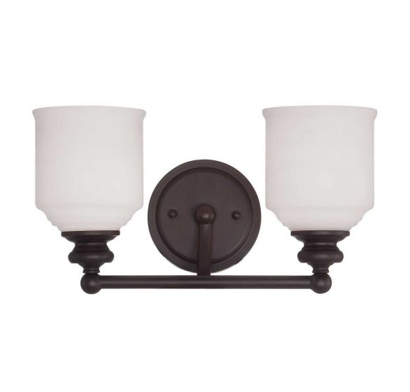 Savoy House Essentials Melrose Bath Vanity Lights Savoy House 14.5x7.75 Bronze White Opal Etched Glass