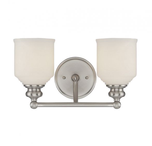 Savoy House Essentials Melrose Bath Vanity Lights Savoy House 14x7.75 Satin Nickel White Opal Etched Glass