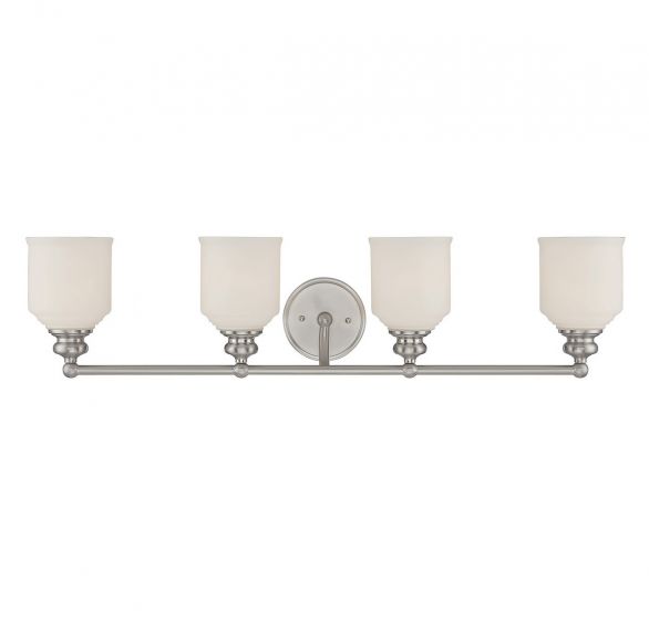 Savoy House Essentials Melrose Bath Vanity Lights Savoy House 33.5x7.75 Satin Nickel White Opal Etched Glass