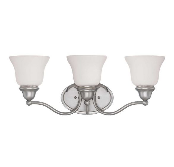 Savoy House Essentials Yates Bath Vanity Lights Savoy House 22.75x8.75 Brushed Nickel/Pewter White Glass