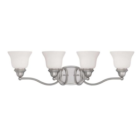 Savoy House Essentials Yates Bath Vanity Lights Savoy House 31x8.75 Brushed Nickel/Pewter White Glass