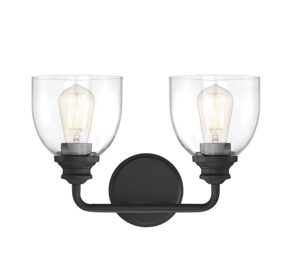 Savoy House Essentials Vale Bath Vanity Lights Savoy House 14.75x9.75 Black Clear Glass