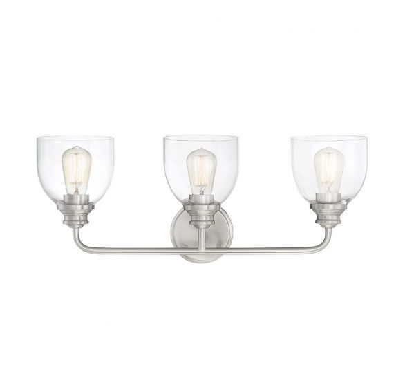 Savoy House Essentials Vale Bath Vanity Lights Savoy House 24x9.75 Satin Nickel Clear Glass