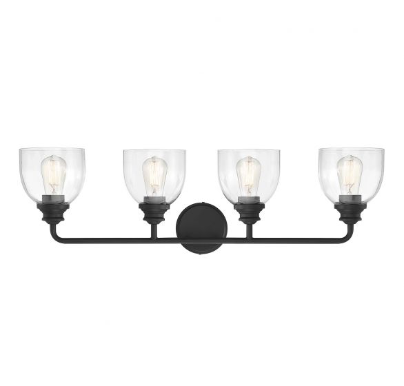 Savoy House Essentials Vale Bath Vanity Lights Savoy House 33x9.75 Black Clear Glass