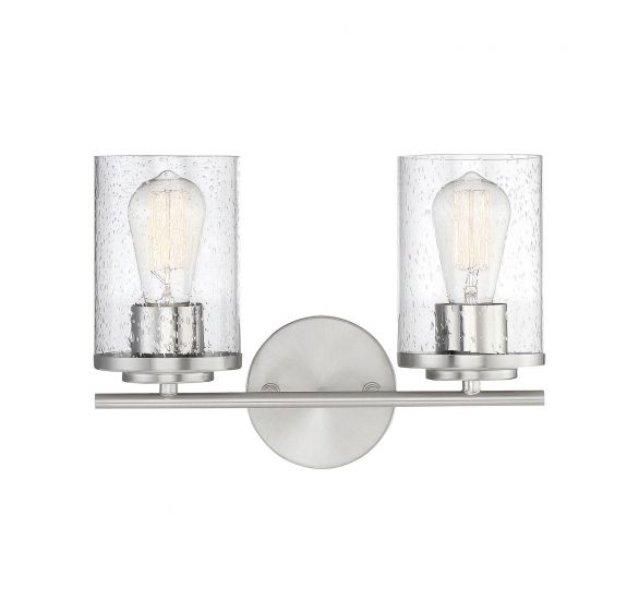 Savoy House Essentials Marshall Bath Vanity Lights Savoy House 13.25x9.5 Chrome/Polished Nickel Clear Seeded Glass