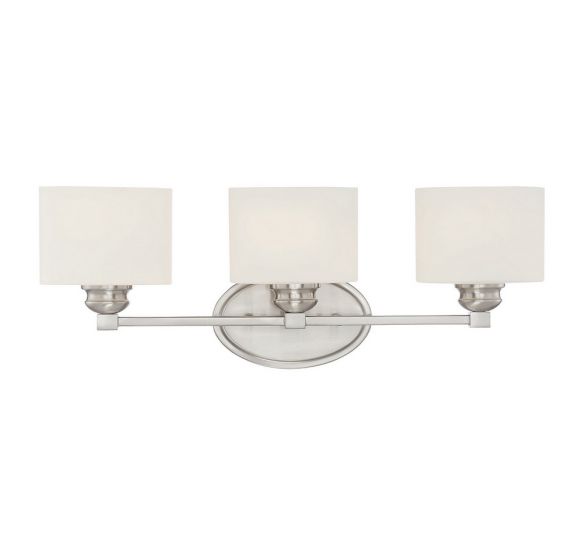 Savoy House Essentials Kane Bath Vanity Lights Savoy House 24x8.5 Satin Nickel White Etched Glass